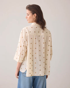 3/4 sleeve blouse Scattered Emboideryy 2s3054-11624 000122 - Ivory