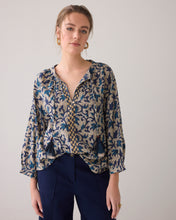 Afbeelding in Gallery-weergave laden, 3/4 sleeve top Block Print 2s3120-12212 000480 - Navy noir

