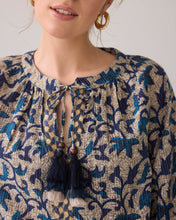 Afbeelding in Gallery-weergave laden, 3/4 sleeve top Block Print 2s3120-12212 000480 - Navy noir
