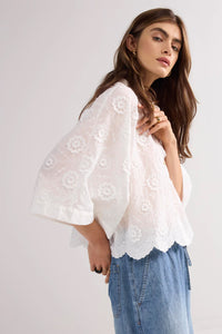 Blouse 3D flower 2s3286-12183 000110 - White