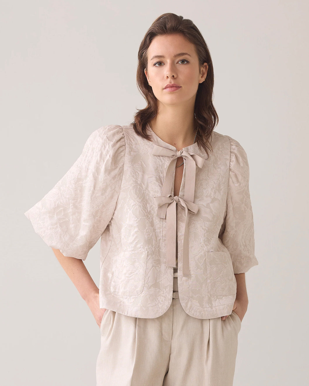 Blouse jacquard 2s3280-12167 000702 - Pebble beige