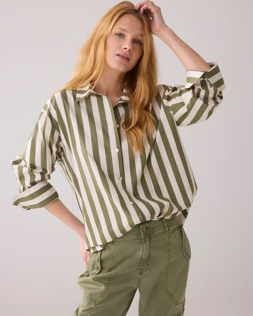Blouse printed stripe 2s3260-12164 000612 - Combat green