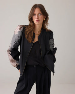 Bomber jacket leaves jacquard 1s1275-12336 000120 - Multicolour