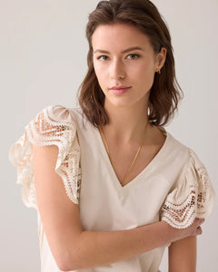 Butterfly sleeve top with lace 3s5025-30609 000122 - Ivory