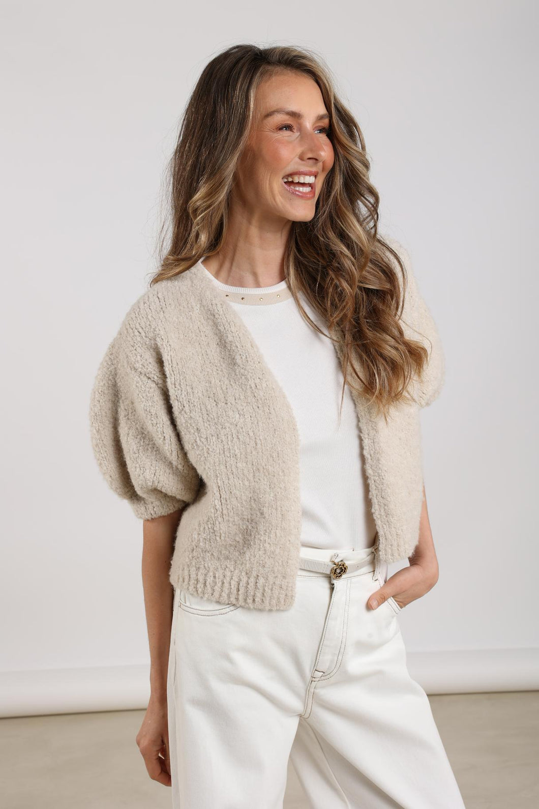 Jip Cardigan lurex NKF05011 9 Sand