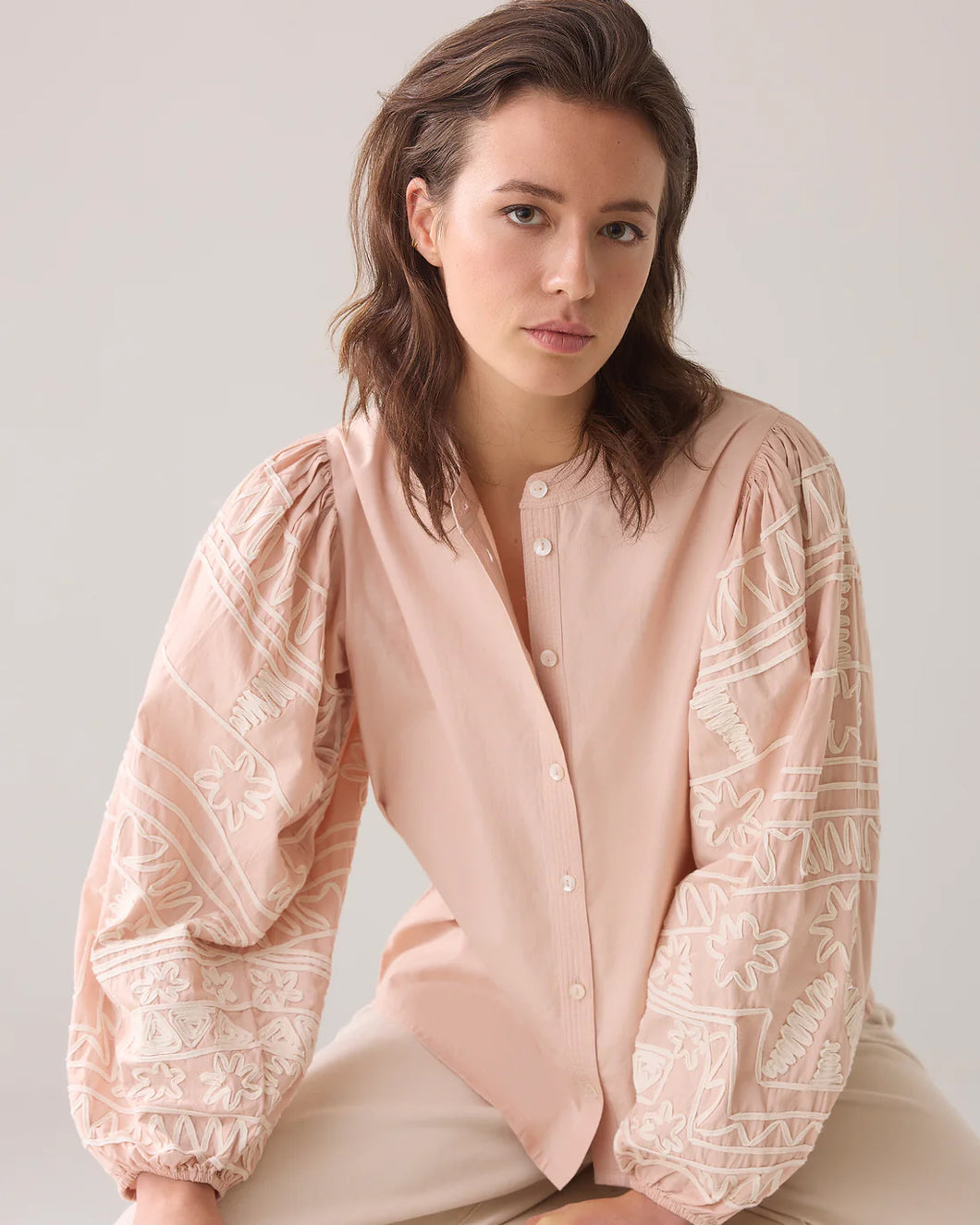 Longsleeve blouse Tape Embroidery 2s3229-12007 000504 - Rose smoke