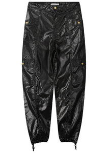 Loose cargo pants foil coated twill 4s2556-11968 000990 - Black