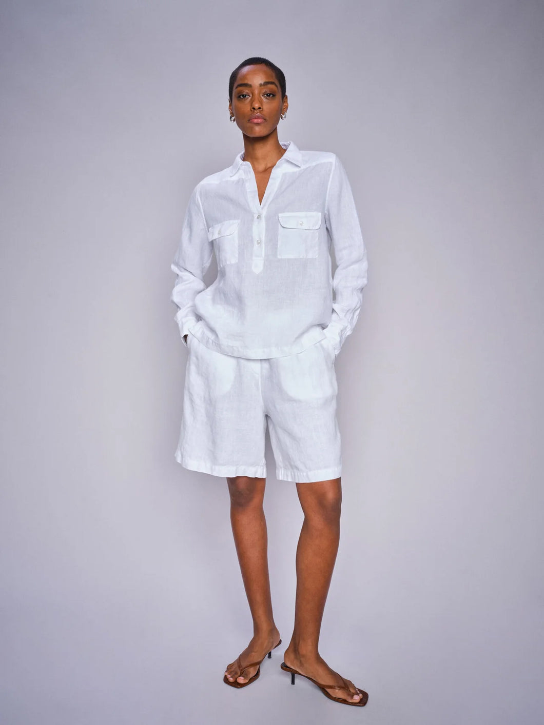 MMEmmie linen Bermuda Shorts 168480 101 White