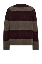Afbeelding in Gallery-weergave laden, MMTaci Stripe LS V-Neck Knit 173090 159 Fudge
