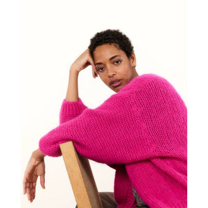Oversized cardigan mohair blend knit 7s5791-7956 000553 - Fuchsia pink