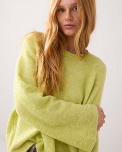 Oversized sweater stretchy wool alpaca blend knit 7s7943-70029 000604 - Misty lime