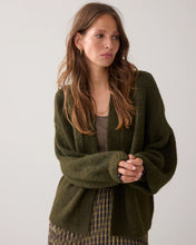 Afbeelding in Gallery-weergave laden, Puff sleeve cardigan cozy melange knit 7s5844-7997 000655 - Dark camo
