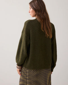 Puff sleeve cardigan cozy melange knit 7s5844-7997 000655 - Dark camo