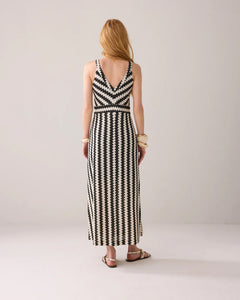 QUINTY: Long halter fine crochet dress 5s1613-30699 000985 - Black-Ivory
