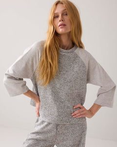 Shortsleeve harringbone top 3s5187-30710 000810 - Mist