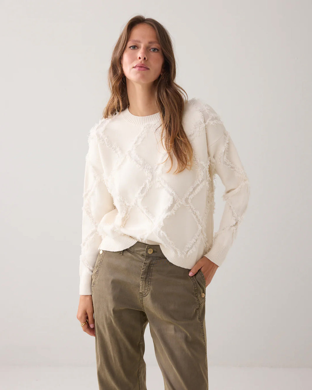 Sweater comfy viscose blend knit 7s7945-70041 000122 - Ivory