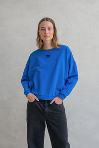 Sweater print W25F1703 530-90 royal blue black