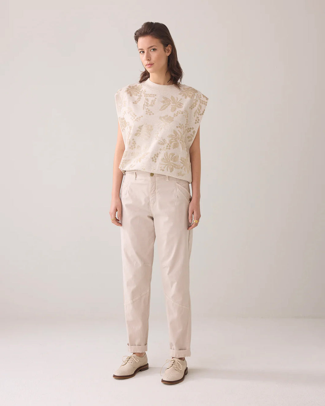 Tapered pant rough twill  4s2760-11365 000702 - Pebble beige