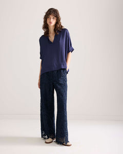 Top short sleeves silky touch 2s3238-11817 000480 - Navy noir