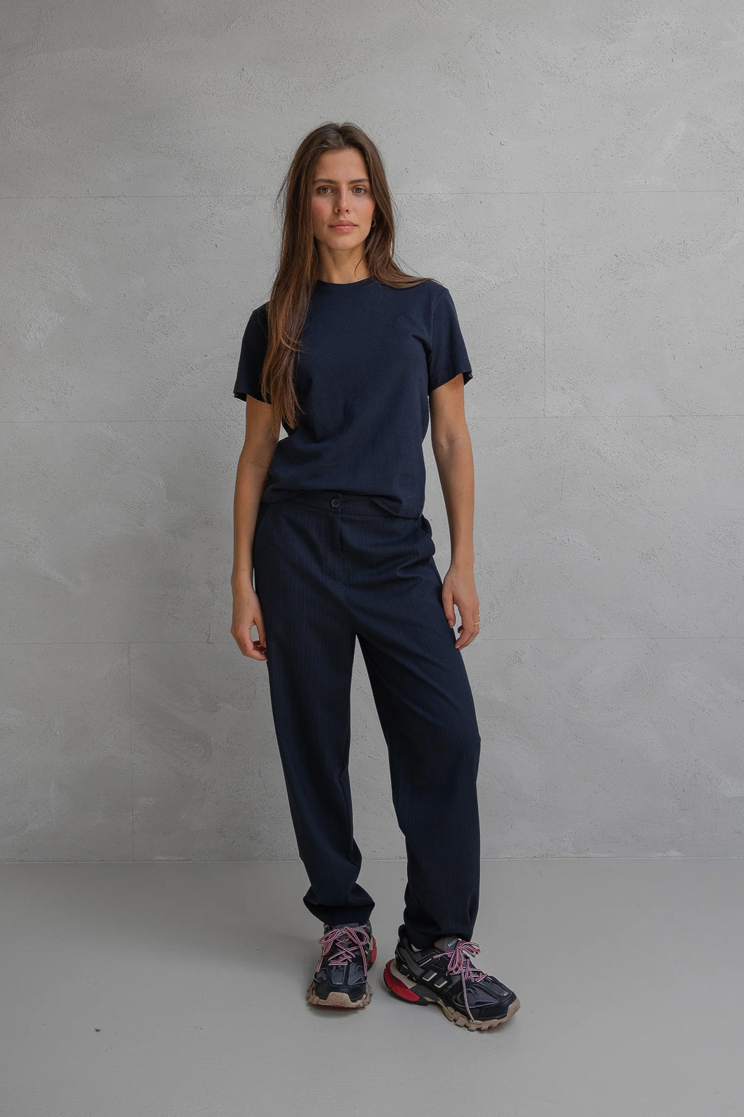 Trousers W25N1631 55s navy stripe