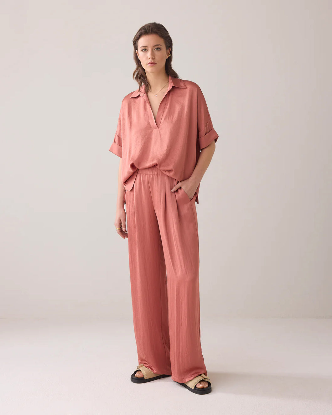 Trousers heavy silky touch 4s2751-12084 000505 - Sephia Blush