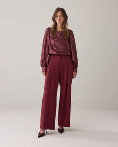 Trousers wide Fluid 4s2477-11851 000558 - Merlot