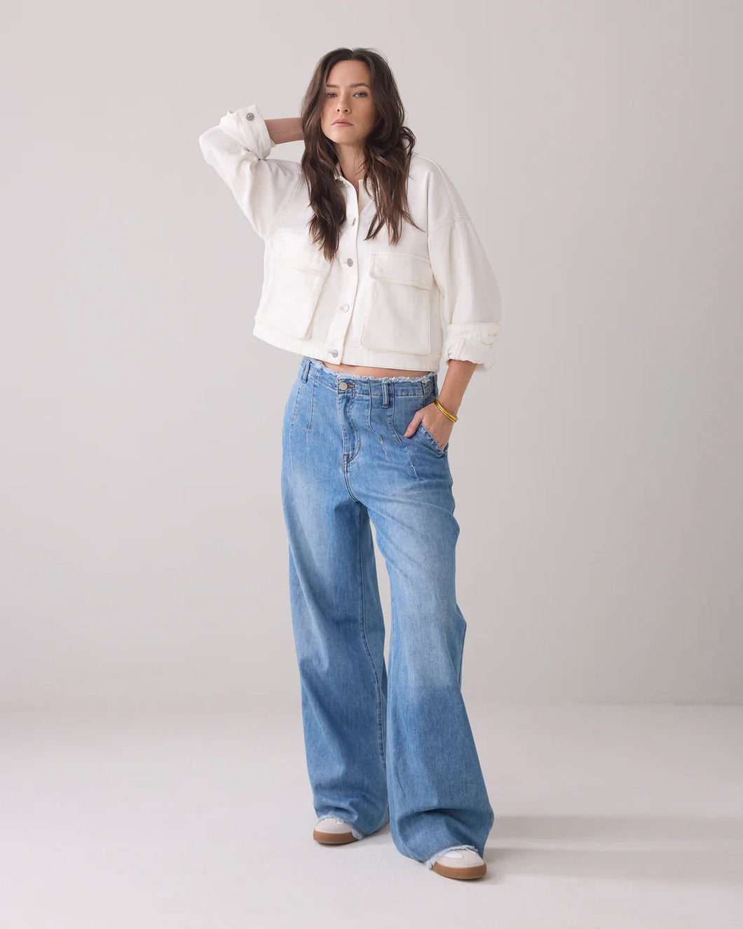Wideleg jeans soft flowy denim 4s2679-5174 000424 - Bleached denim