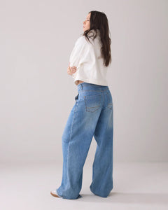 Wideleg jeans soft flowy denim 4s2679-5174 000424 - Bleached denim