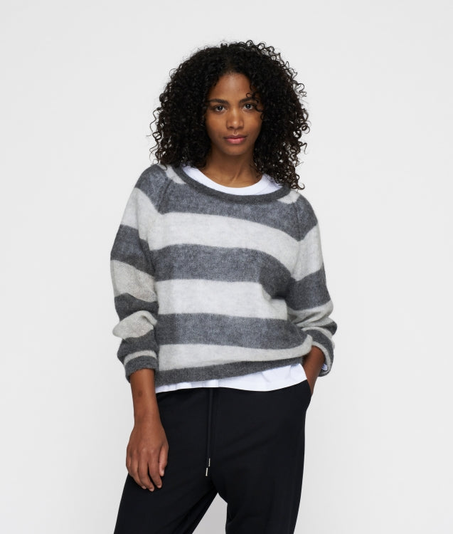 thin knit sweater 20-610-5202 3067 antra melee/white grey melee