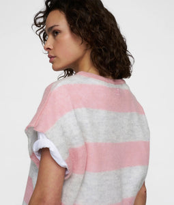 thin knit tee 20-611-5202 3068 dark raspberry/white grey melee