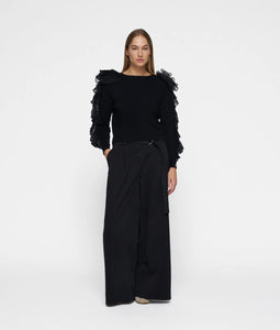 wide leg pants twill 20-060-5201 1012 black